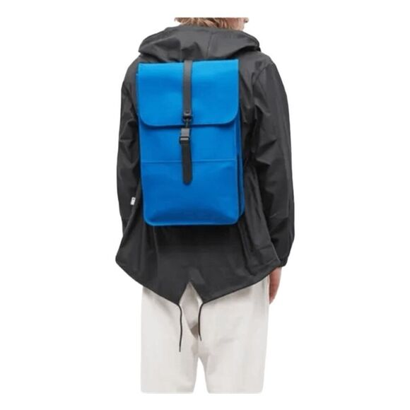Rains Solid W3 Waves Backpack Blue Black PU Waterproof Adjustable Shoulder Strap - Picture 1 of 10